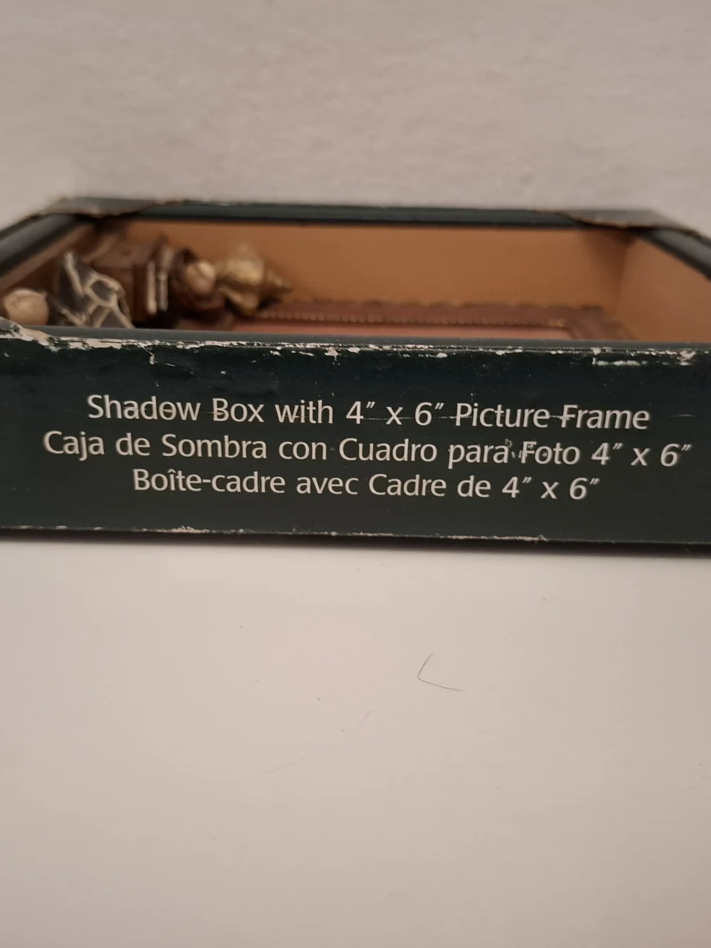 Vintage Baseball Shadow Box Wooden Picture Frame - Green & Tan